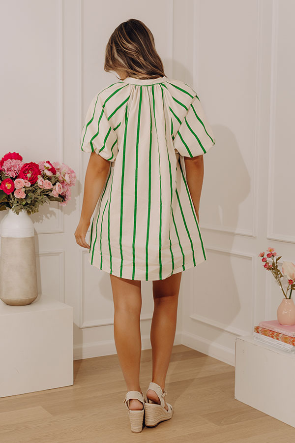 Yacht Club Charm Poplin Mini Dress in Green L / Green