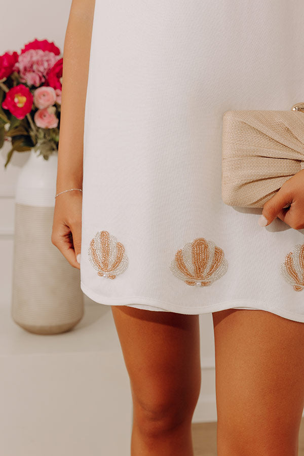 Oceanside Chic Embellished Linen-Blend Mini Dress Image - 3