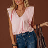 Brunch Date Chic Bubble Hem Top in Pink Image - 1