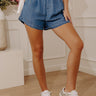 The Adele High Waist Chambray Shorts in Medium Wash Image - 1
