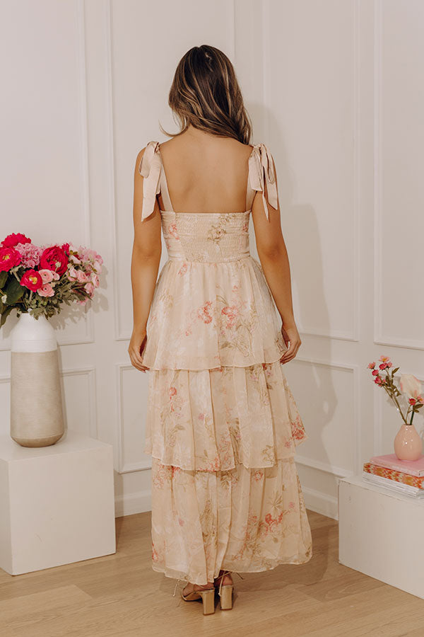 Champagne Garden Floral Tiered Maxi Dress
