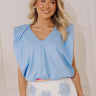 Brunch Date Chic Bubble Hem Top in Sky Blue Image - 1