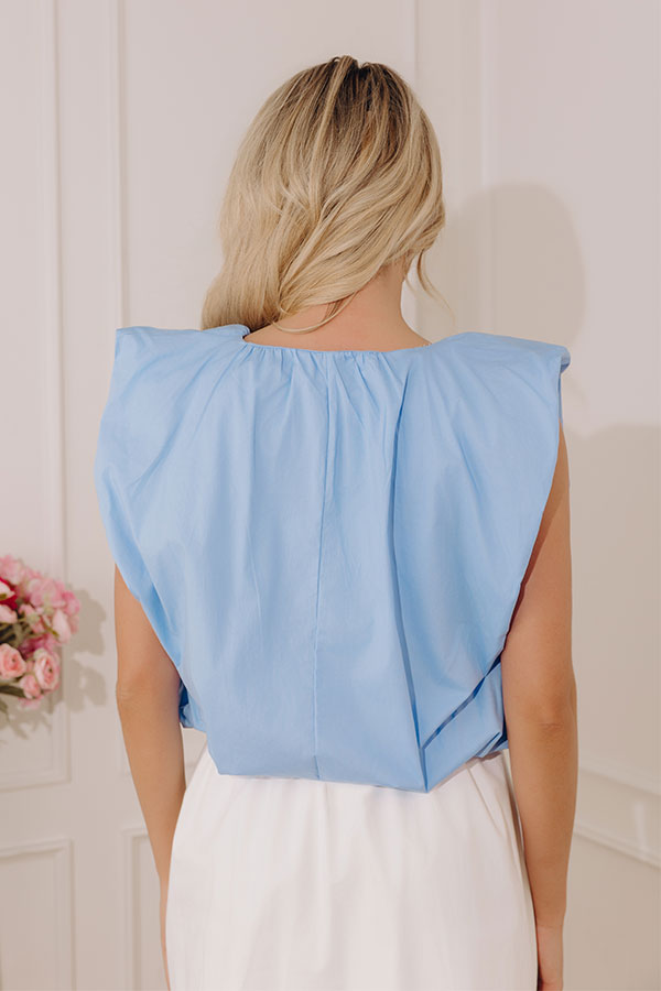 Brunch Date Chic Bubble Hem Top in Sky Blue Image - 3