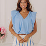 Brunch Date Chic Bubble Hem Top in Sky Blue Image - 1