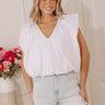 Brunch Date Chic Bubble Hem Top in White Image - 1