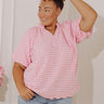 Charming Style Gingham Top in Pink Curves Image - 1