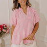 Charming Style Gingham Top in Pink Image - 1