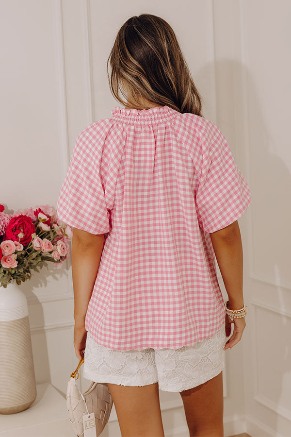 Charming Style Gingham Top in Pink Image - 3
