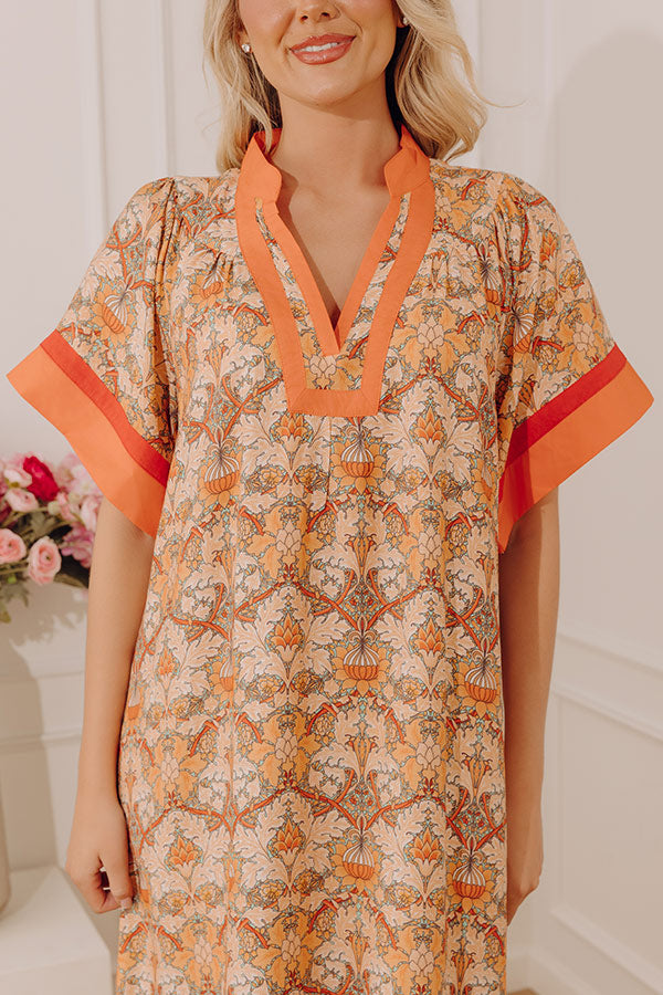 Vacay Ready Caftan Midi Dress in Orange Image - 5
