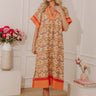 Vacay Ready Caftan Midi Dress in Orange Image - 1