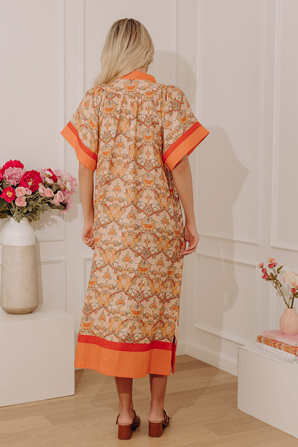 Vacay Ready Caftan Midi Dress in Orange Image - 4