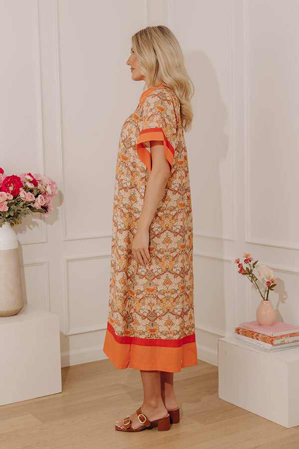 Vacay Ready Caftan Midi Dress in Orange Image - 3