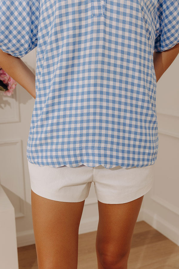 Charming Style Gingham Top in Light Blue Image - 4