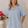 Charming Style Gingham Top in Light Blue Image - 1