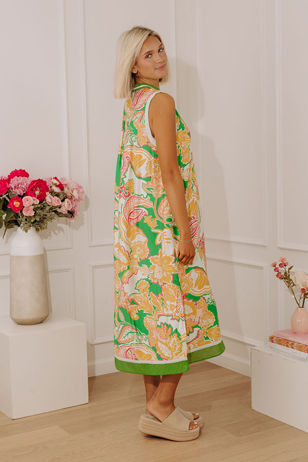 Bright Side Chic Floral Midi Dress in Lime Image - 3