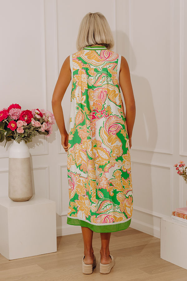 Bright Side Chic Floral Midi Dress in Lime Image - 4