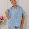 Charming Style Gingham Top in Light Blue Curves Image - 1