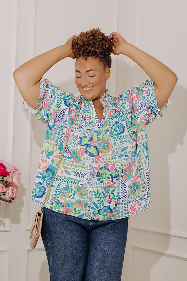 Capri Garden Floral Top Curves