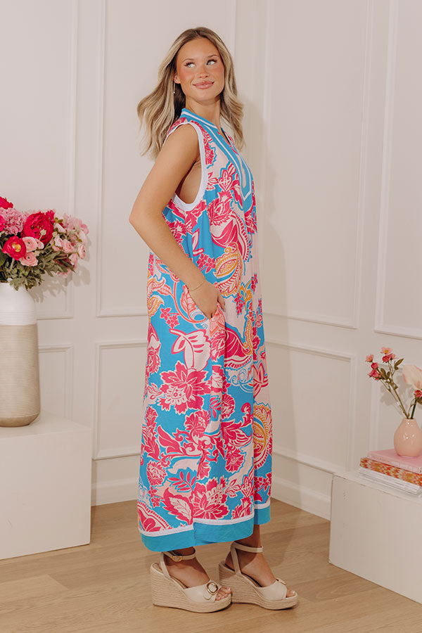 Bright Side Chic Floral Midi Dress in Blue Image - 4