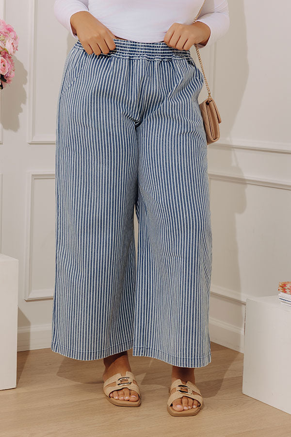 The Clementine Midrise Wide Leg Stripe Jeans Curves Image - 2