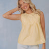 Sweet Personality Lace Applique Mesh Top in Yellow Image - 1
