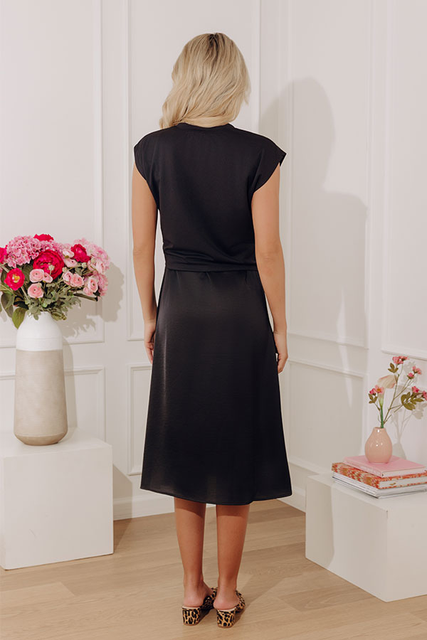 High Society Satin Two Piece Midi Dress Image - 4