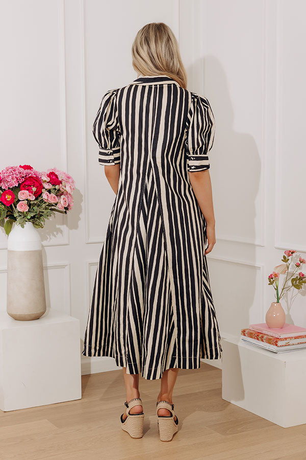 Stripe A Pose Midi Dress in Black Image - 4