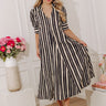 Stripe A Pose Midi Dress in Black Image - 1