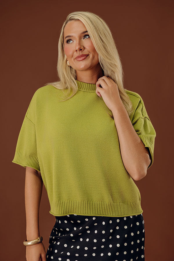 Soho Soft Knit Sweater Top in Lime Image - 2