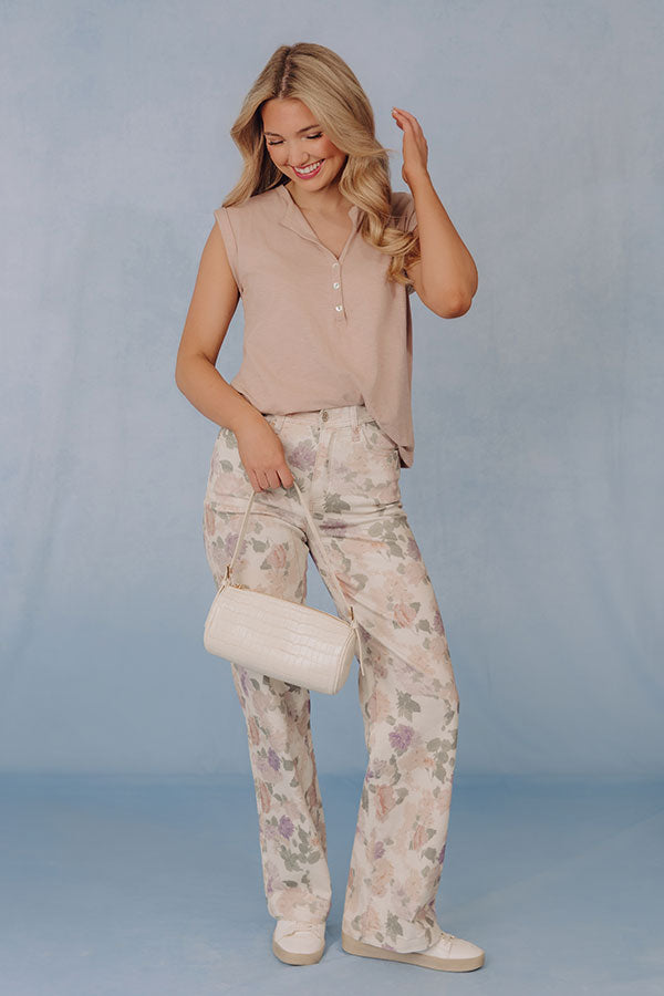 The Joy High Waist Floral Tummy Control Straight Leg Jean Image - 1
