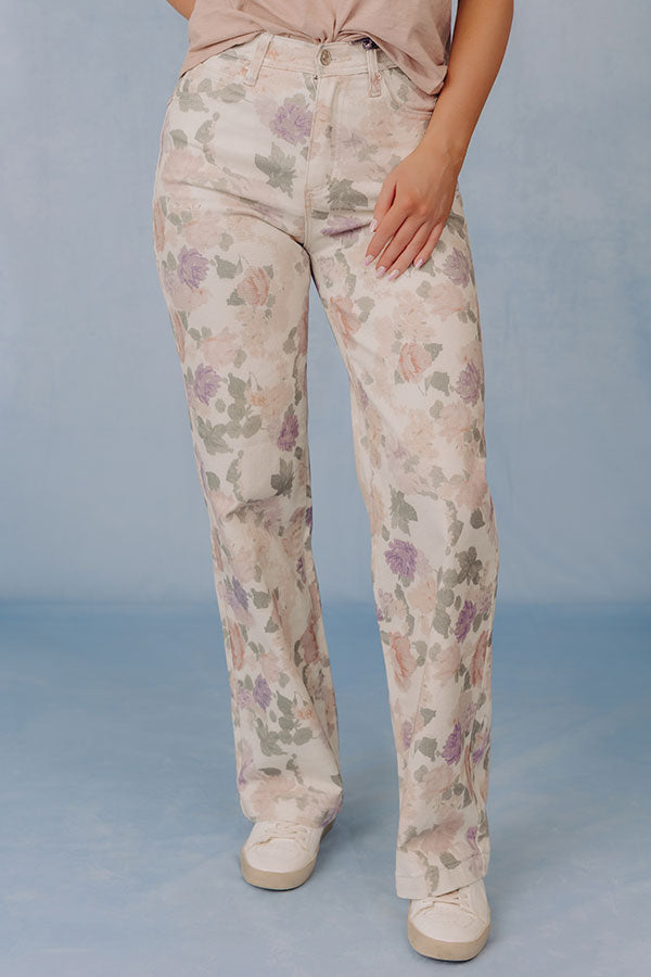 The Joy High Waist Floral Tummy Control Straight Leg Jean Image - 2