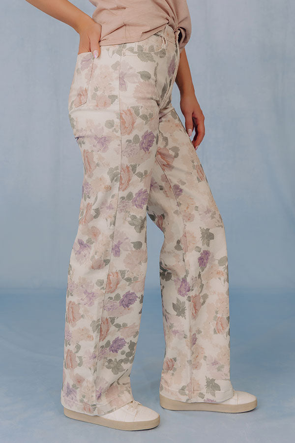 The Joy High Waist Floral Tummy Control Straight Leg Jean Image - 4