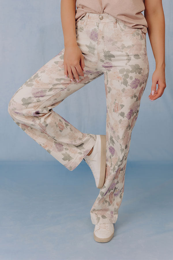 The Joy High Waist Floral Tummy Control Straight Leg Jean Image - 3