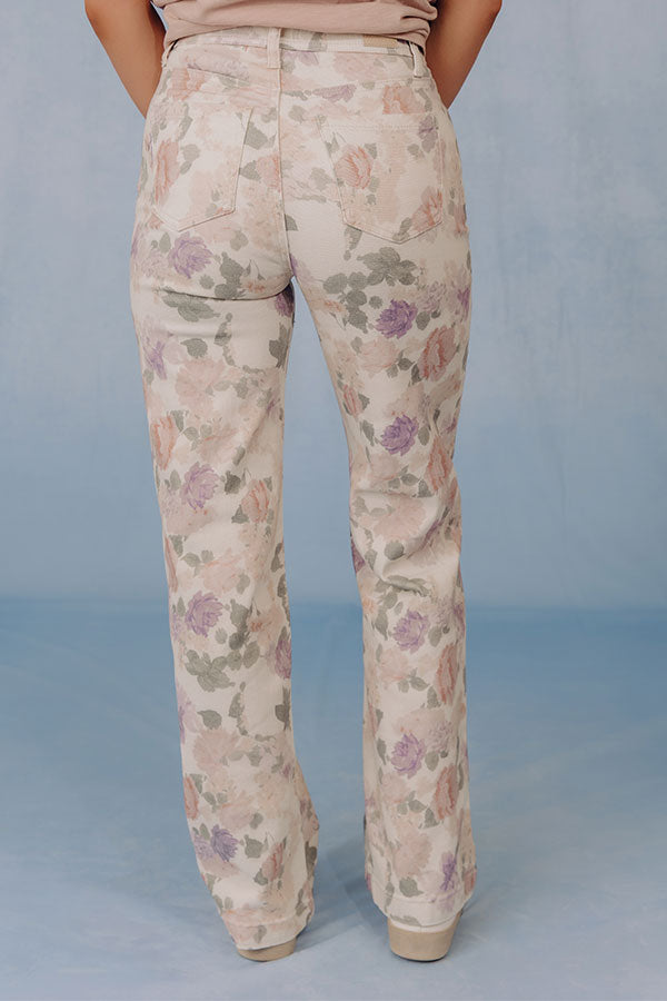 The Joy High Waist Floral Tummy Control Straight Leg Jean Image - 5