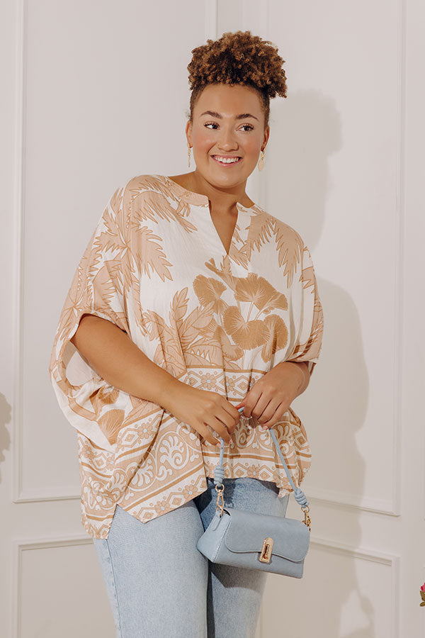 Oasis Escape Oversized Top in Iced Latte Curves Image - 2