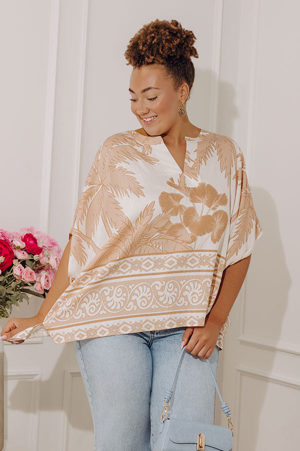 Oasis Escape Oversized Top in Iced Latte Curves Image - 1
