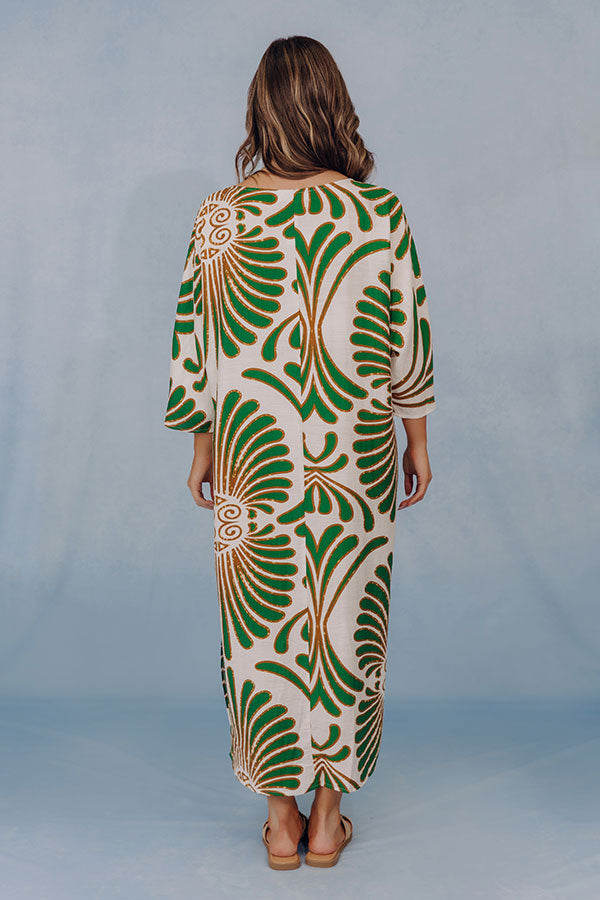 Amalfi Views Caftan Midi Dress in Green Image - 4