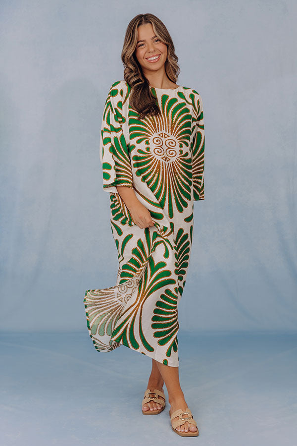 Amalfi Views Caftan Midi Dress in Green