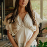 Sleek And Chic Lace Trim Satin Top in Champagne Image - 1