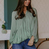 City Lights Organza Zip Up Top in Sage Image - 1