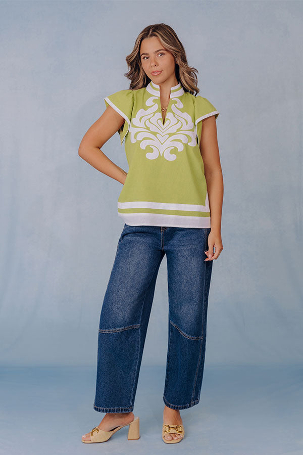 European Cruise Linen-Blend Embroidered Top Image - 5