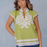 European Cruise Linen-Blend Embroidered Top Image - 1