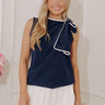 Breakfast At Tiffany's Side Tie Top in Navy Image - 1