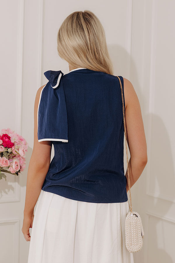 Breakfast At Tiffany's Side Tie Top in Navy Image - 5