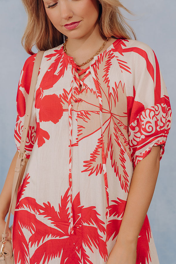 Oasis Escape Midi Dress in Red Image - 4
