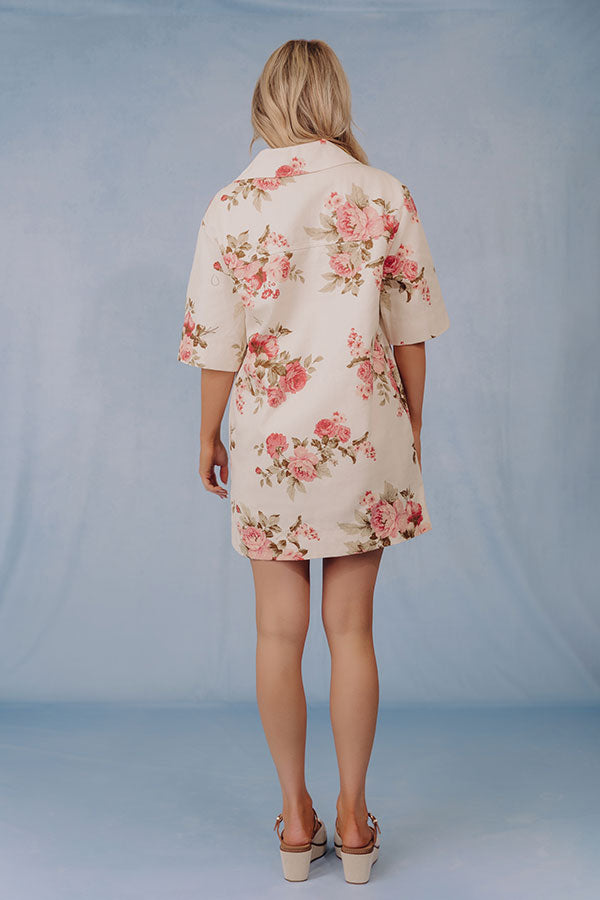 Rooftop Garden Floral Denim Mini Dress Image - 5