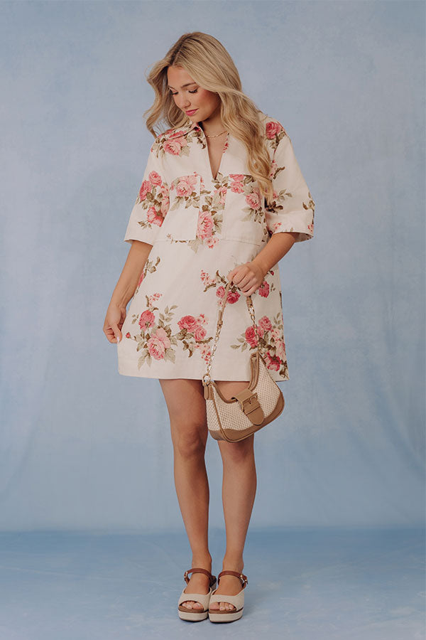 Rooftop Garden Floral Denim Mini Dress Image - 2