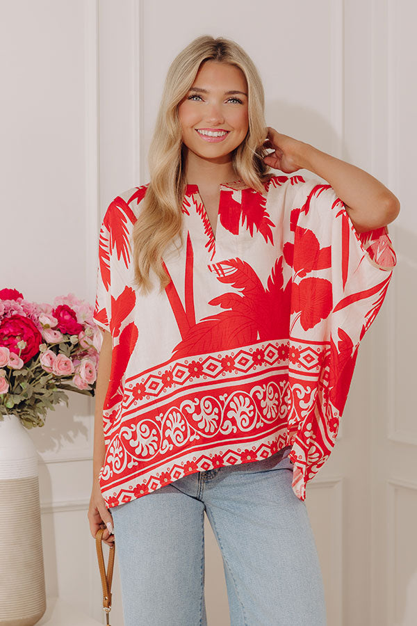 Oasis Escape Oversized Top in Red