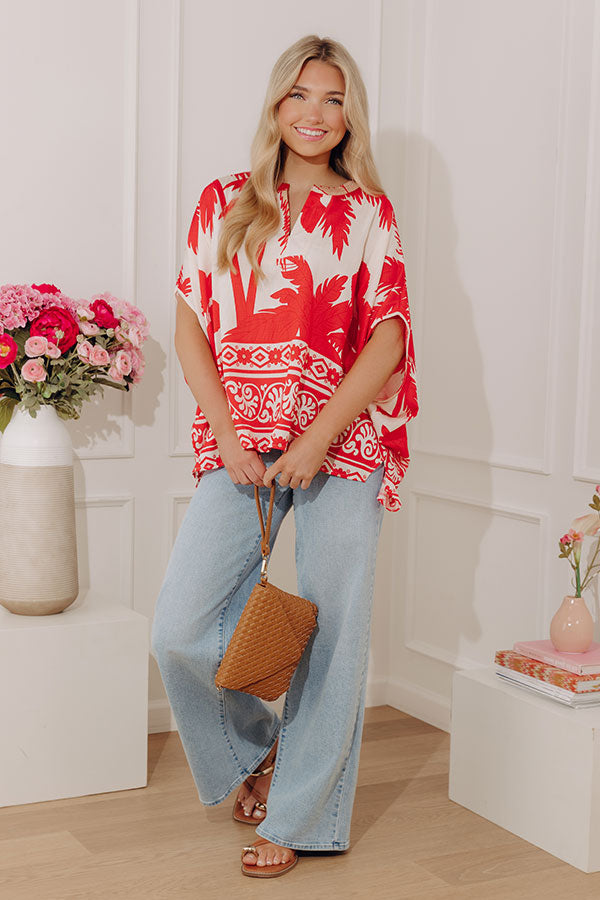 Oasis Escape Oversized Top in Red Image - 5