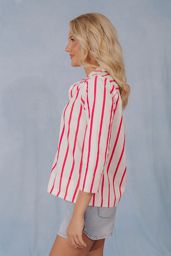 Country Club Moment Stripe Top in Raspberry Image - 4